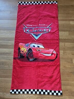 Walt Disney 2006 Pixar Film Cars Children's Red Racing Theme Beach Towel